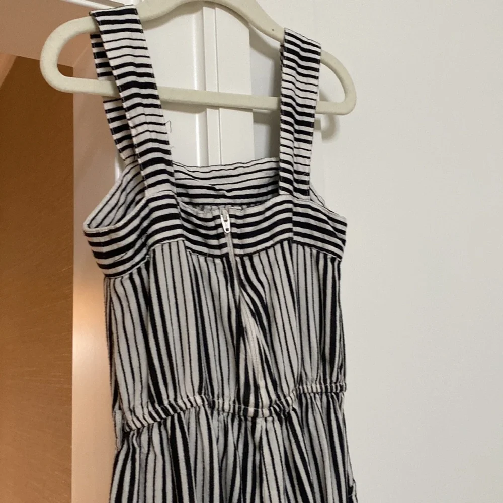 Girls size 7/8 romper black and cream stripes